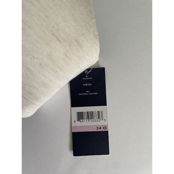 Tommy Hilfiger The Glimpse Wirefree Oatmeal Plunge Bra Padded Lined Lace 34D NWT - Picture 2 of 7